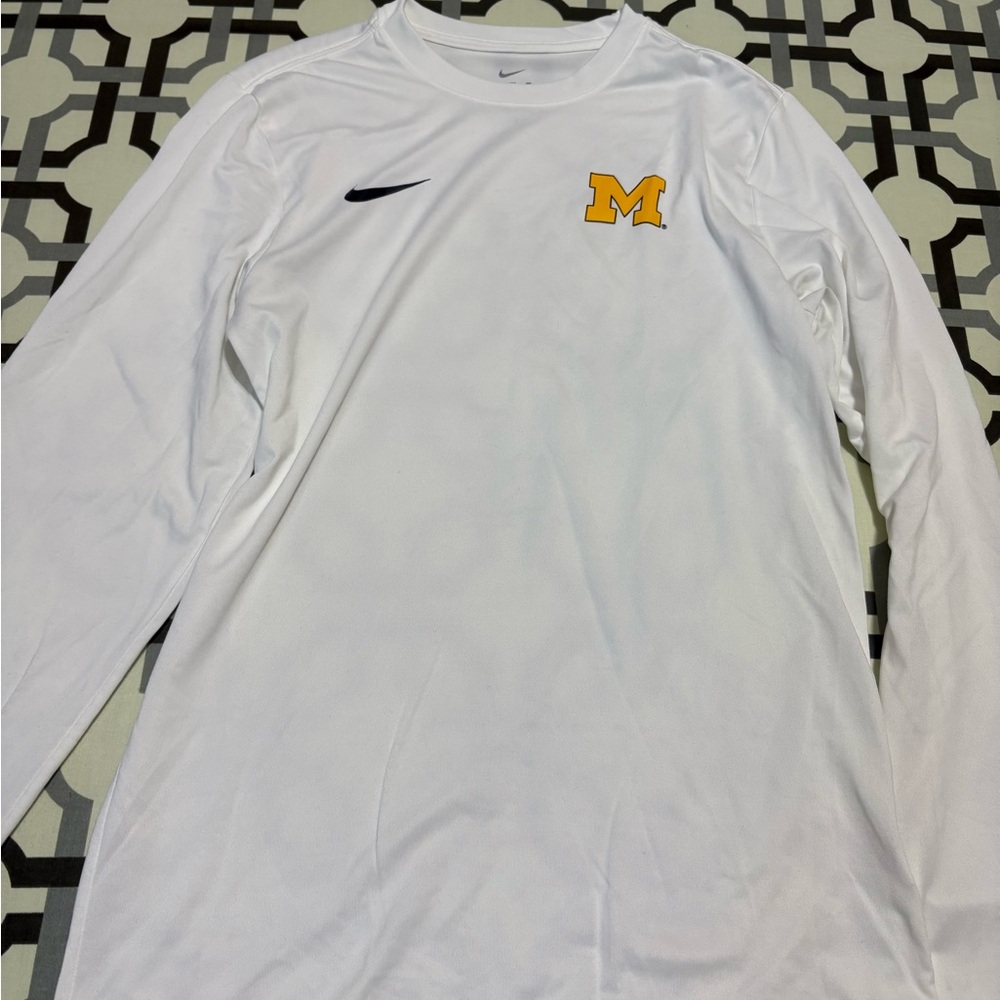 Nike White University of Michigan Long Sleeve Tee